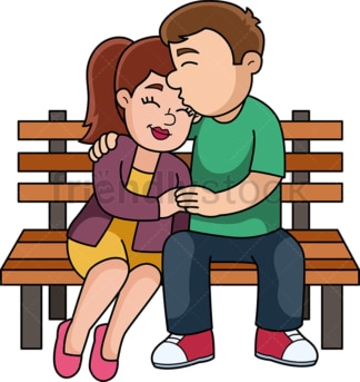 Man and woman kissing on a bench. PNG - JPG and vector EPS (infinitely scalable).
