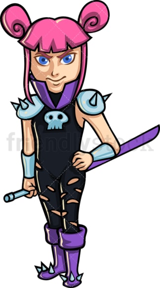 Evil female super villain with sword. PNG - JPG and vector EPS (infinitely scalable).