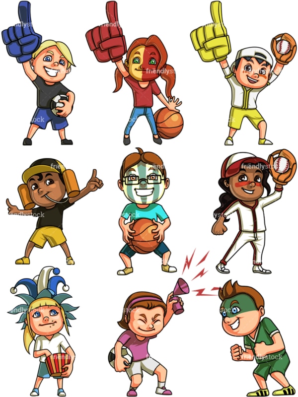 Kids sports fans. PNG - JPG and vector EPS file formats (infinitely scalable). Image isolated on transparent background.