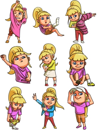 Little girl getting dressed. PNG - JPG and vector EPS file formats (infinitely scalable). Images isolated on transparent background.