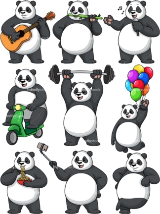 Panda vector collection. PNG - JPG and vector EPS file formats (infinitely scalable).