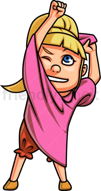 Little girl taking pyjamas off. PNG - JPG and vector EPS file formats (infinitely scalable). Image isolated on transparent background.