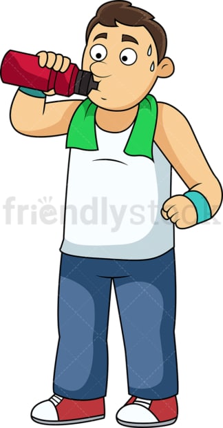 Man drinking water staying hydrated. PNG - JPG and vector EPS file formats (infinitely scalable). Image isolated on transparent background.
