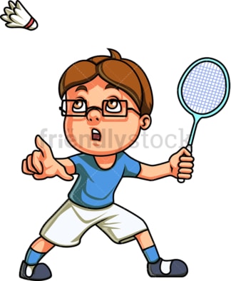 Little boy playing badminton. PNG - JPG and vector EPS (infinitely scalable). Image isolated on transparent background.