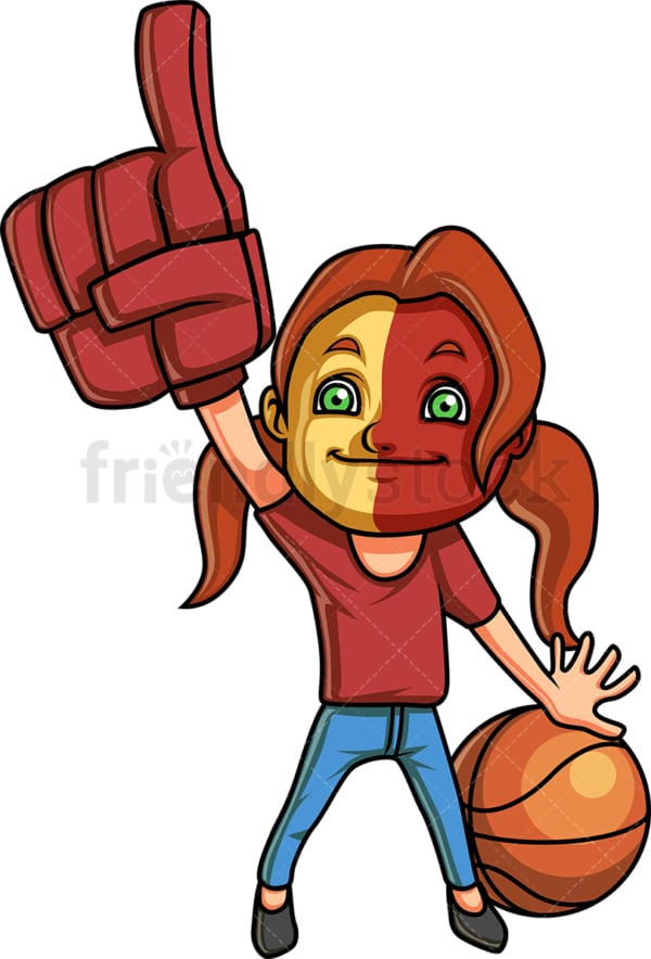 Little girl basketball fan. PNG - JPG and vector EPS (infinitely scalable). Image isolated on transparent background.