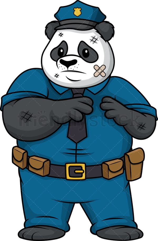 Panda policeman beaten up. PNG - JPG and vector EPS (infinitely scalable).