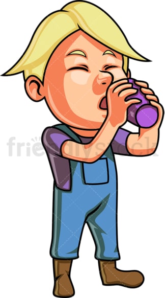Kid drinking from plastic cup. PNG - JPG and vector EPS. Isolated on transparent background.