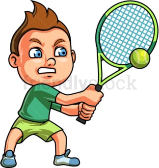 Little boy playing tennis. PNG - JPG and vector EPS (infinitely scalable). Image isolated on transparent background.