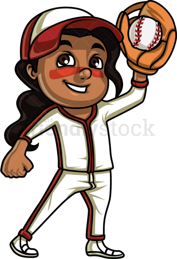 Little girl baseball fan. PNG - JPG and vector EPS (infinitely scalable). Image isolated on transparent background.