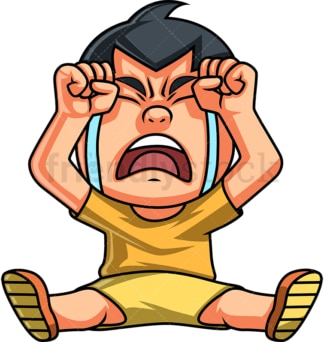 Little boy crying out loud. PNG - JPG and vector EPS (infinitely scalable). Image isolated on transparent background.