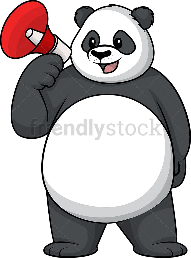 Slecht elf Uitputten Panda Holding Megafoon Cartoon Clipart Vector - FriendlyStock