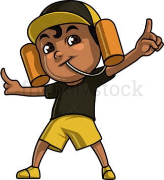 Black boy sports fan. PNG - JPG and vector EPS (infinitely scalable). Image isolated on transparent background.
