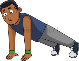 Black man doing pushups. PNG - JPG and vector EPS file formats (infinitely scalable). Image isolated on transparent background.