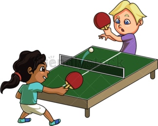 Kids playing table tennis. PNG - JPG and vector EPS (infinitely scalable). Image isolated on transparent background.