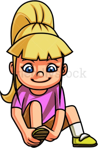Little girl putting on shoes. PNG - JPG and vector EPS file formats (infinitely scalable). Image isolated on transparent background.