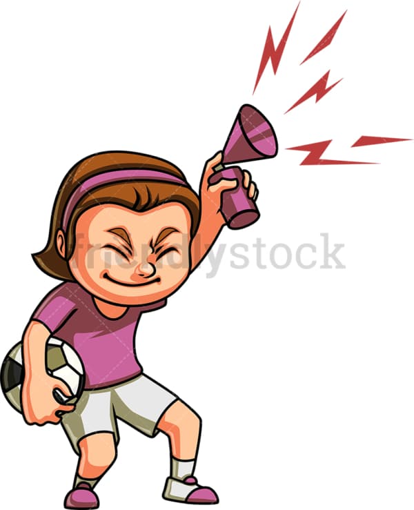 Little girl soccer fan. PNG - JPG and vector EPS (infinitely scalable). Image isolated on transparent background.
