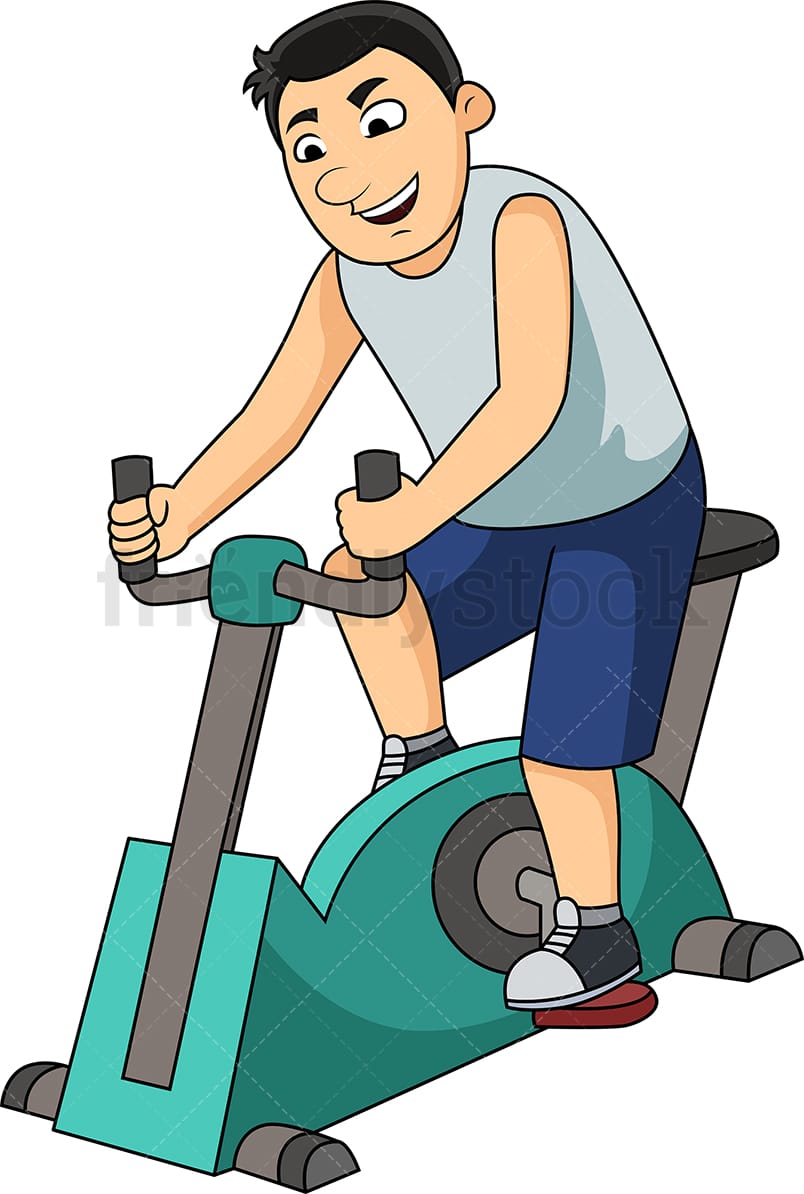 Man Working Out With Gym Bike Cartoon Clipart FriendlyStock