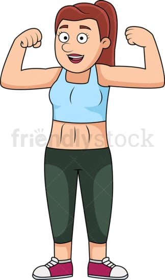 Fit woman flexing muscles. PNG - JPG and vector EPS file formats (infinitely scalable). Image isolated on transparent background.