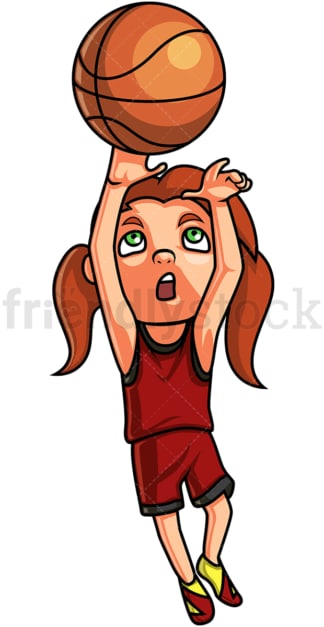 Little girl playing basketball. PNG - JPG and vector EPS (infinitely scalable). Image isolated on transparent background.