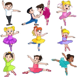 Kids doing ballet. PNG - JPG and vector EPS file formats (infinitely scalable). Image isolated on transparent background.