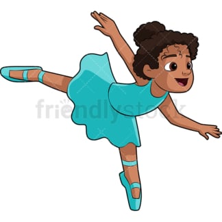 Black little girl ballet dancer. PNG - JPG and vector EPS file formats (infinitely scalable). Image isolated on transparent background.