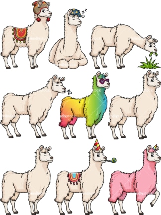 Llama vector collection. PNG - JPG and vector EPS file formats (infinitely scalable).
