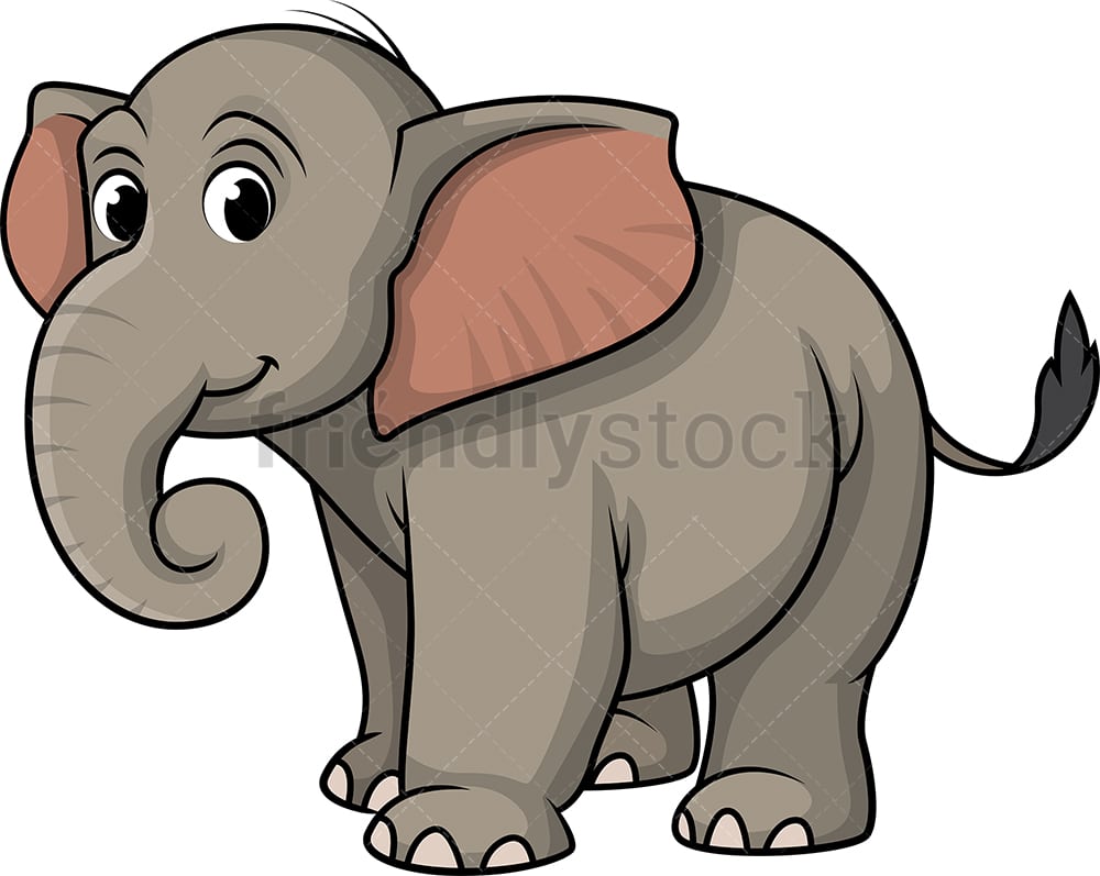 Cute Wild Elephant Cartoon Clipart Vector - FriendlyStock