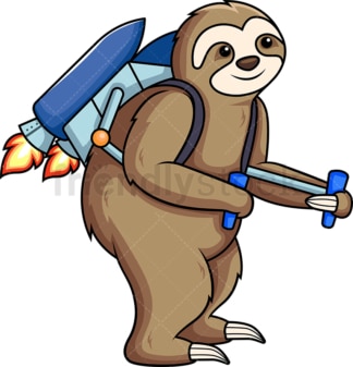 Sloth wearing jetpack. PNG - JPG and vector EPS (infinitely scalable).