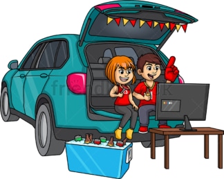 Couple tailgating. PNG - JPG and vector EPS (infinitely scalable).