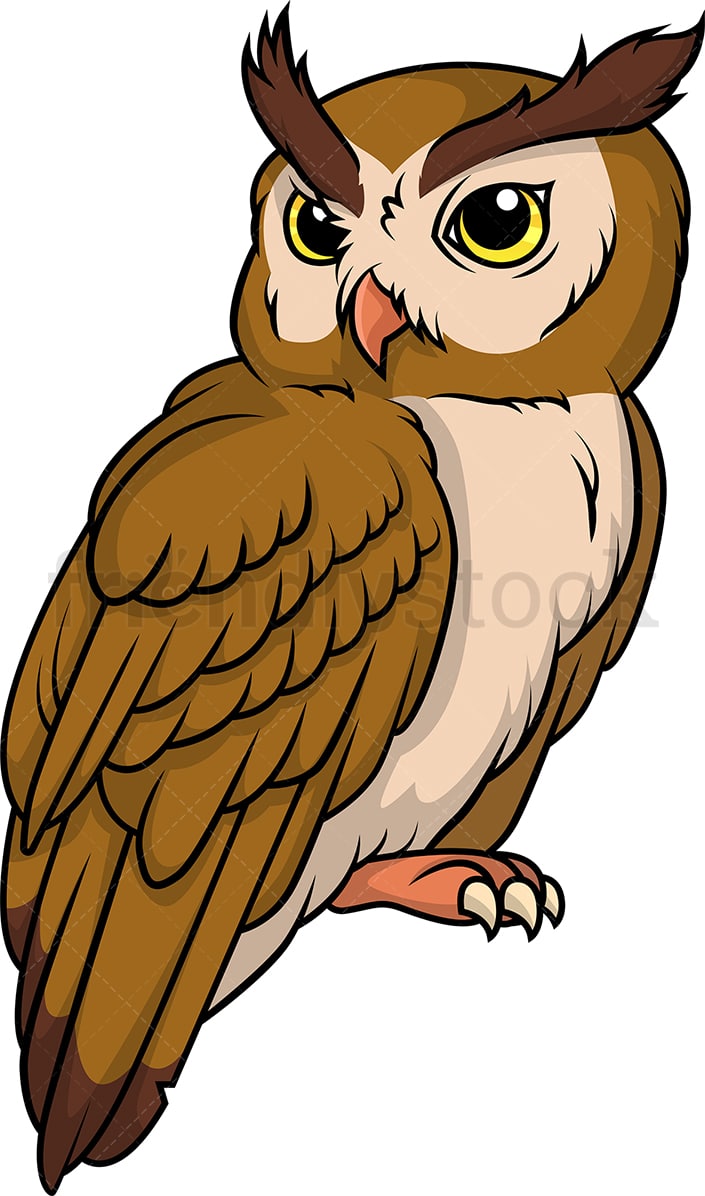 Wild Owl Cartoon Clipart Vector - FriendlyStock