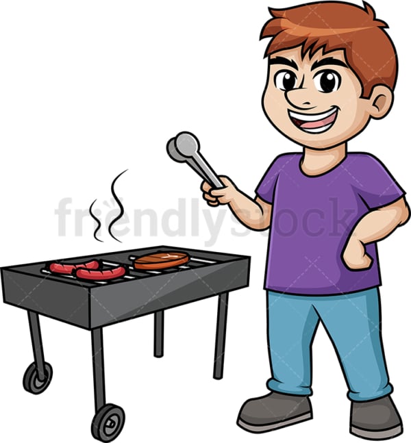 Man barbecuing. PNG - JPG and vector EPS (infinitely scalable). Image isolated on transparent background.