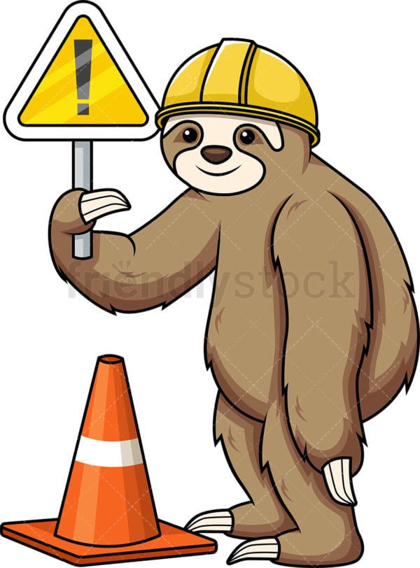 Sloth under construction. PNG - JPG and vector EPS (infinitely scalable).