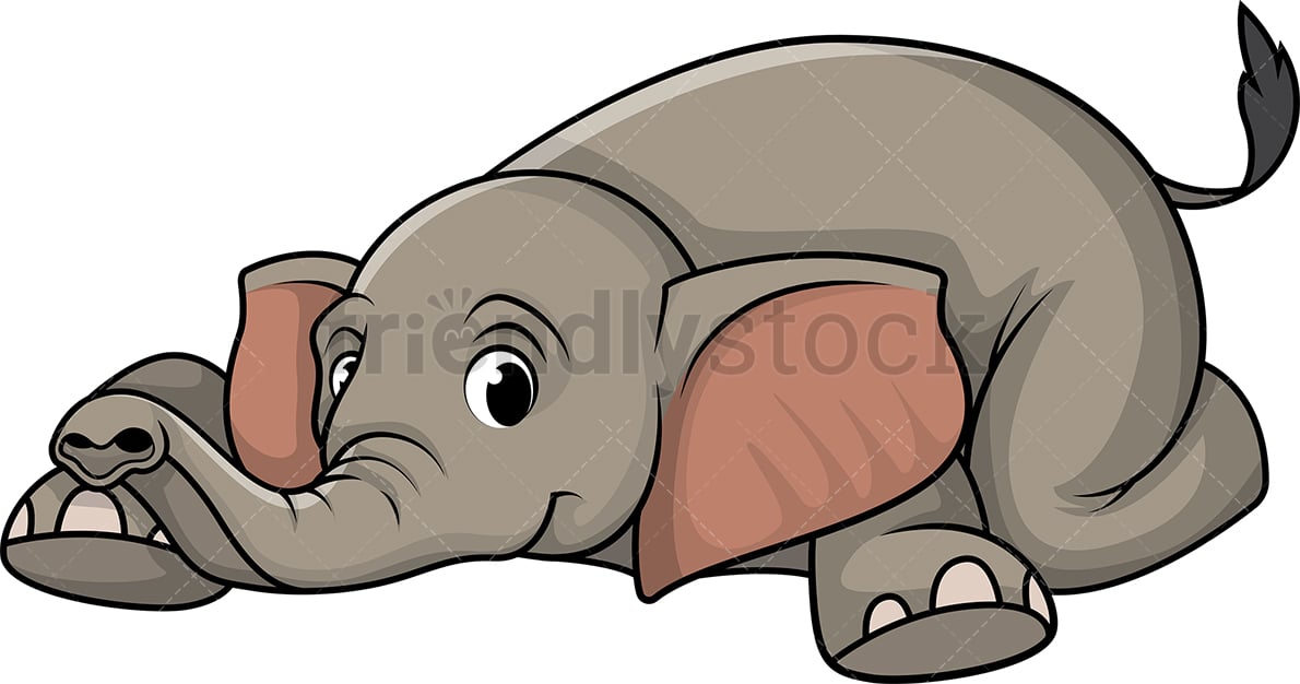 Elephant Lying Down Cartoon Clipart Vector - FriendlyStock