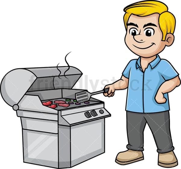 Man cooking on the grill. PNG - JPG and vector EPS (infinitely scalable). Image isolated on transparent background.