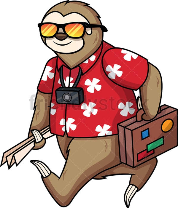 Sloth traveling on vacation. PNG - JPG and vector EPS (infinitely scalable).