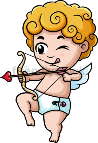 Cupid aiming with his bow. PNG - JPG and vector EPS (infinitely scalable).