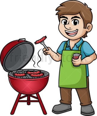 Man cooking barbecue. PNG - JPG and vector EPS (infinitely scalable). Image isolated on transparent background.