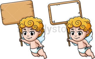 Cupid holding blank sign. PNG - JPG and vector EPS (infinitely scalable).