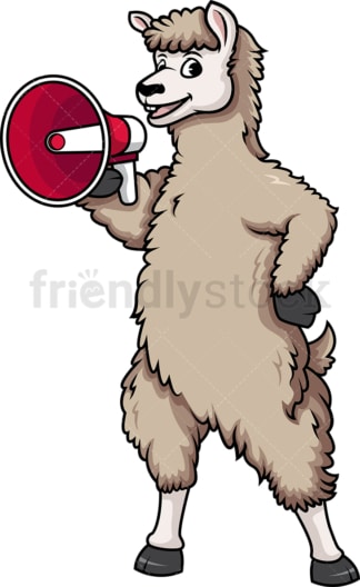 Llama holding loudspeaker. PNG - JPG and vector EPS (infinitely scalable).