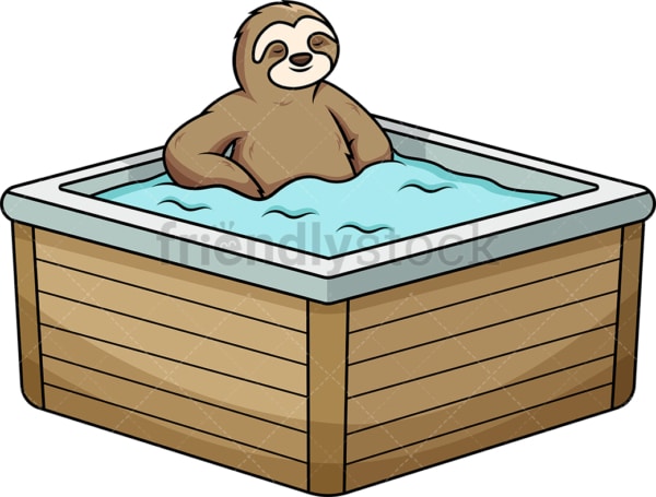 Sloth relaxing in bathtub. PNG - JPG and vector EPS (infinitely scalable).