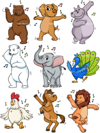 Animals dancing. PNG - JPG and vector EPS file formats (infinitely scalable).
