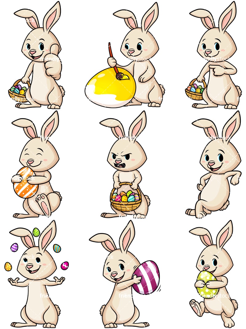 Download Cute Easter Bunny Vector Collection - FriendlyStock
