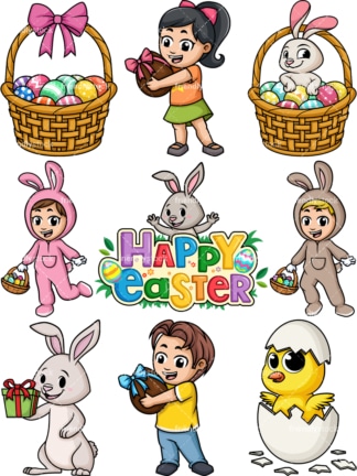 Easter cartoon clipart. PNG - JPG and vector EPS file formats (infinitely scalable).
