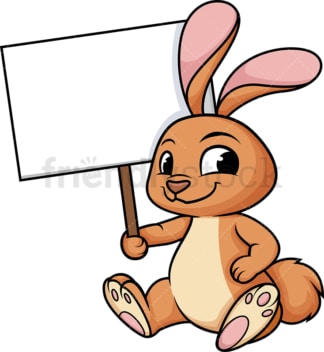 Bunny holding empty sign. PNG - JPG and vector EPS (infinitely scalable). Image isolated on transparent background.