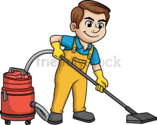 Man vacuuming the floor. PNG - JPG and vector EPS (infinitely scalable).