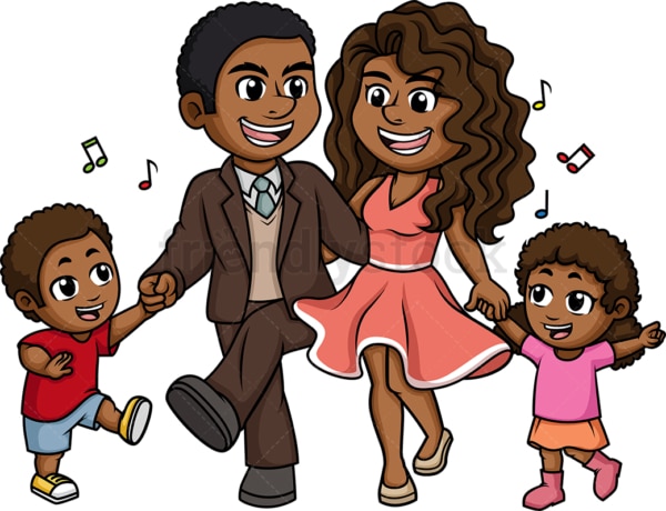 African-American (black) family dancing. PNG - JPG and vector EPS (infinitely scalable).