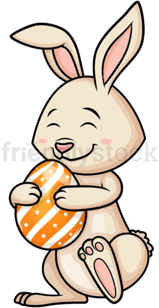 Easter bunny hugging Easter egg. PNG - JPG and vector EPS (infinitely scalable).