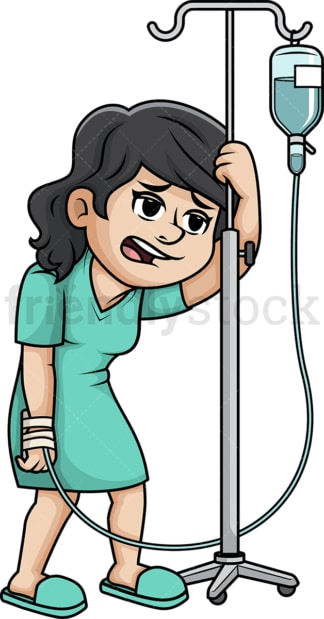 Woman with an iv stand. PNG - JPG and vector EPS (infinitely scalable).