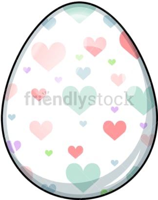 Easter egg with hearts. PNG - JPG and vector EPS (infinitely scalable). Image isolated on transparent background.