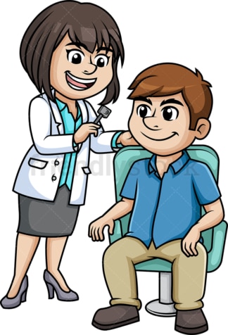 Otolaryngologist examining a patient. PNG - JPG and vector EPS (infinitely scalable).